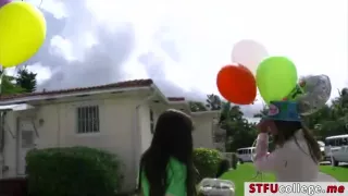 Hot college teens celebrates birthday boys dick and licking each others out