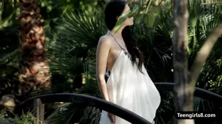 Stunning teen Valeria A goes naked and fingering outdoors