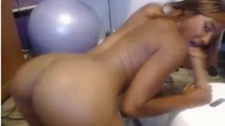 Beautiful black girl toying