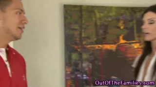 Real brunette step mom sucks cock