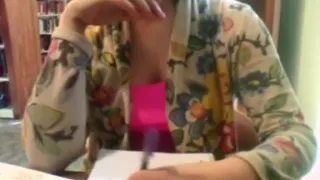 Bored college hotty at their school library