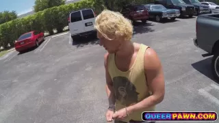 Blonde surf dude payed cash for stripping and getting his cock sucked