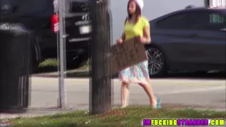 Slutty London bitch rides a stranger cock to run away from reality