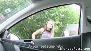 Beautiful teen with huge tits Marina gets her pussy banged by the stranger