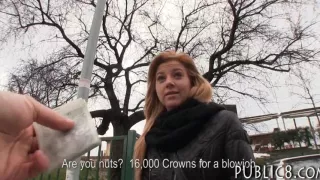 Amateur Czech slut pussy banged in the toilet for money