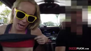 Tight blonde slut try to sell her car in the pawnshop