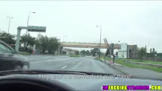 Stewardess gets banged for hitchhiking from a stranger with a boner