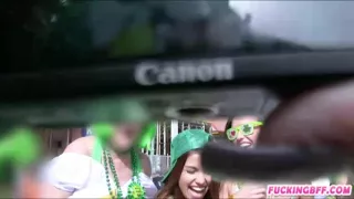 Teen besties group sex with nasty guys in St Patricks Day
