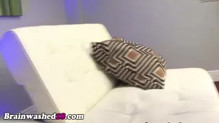 Drowsy teen gives pov handjob