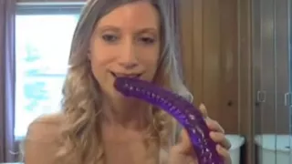 This Babe takes a giant sex-toy in her wazoo