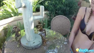 this emo has hungry of a big piece of meat served with sticky white sauce