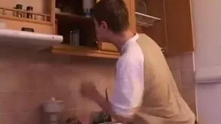 Stepmom & stepson have a sex on the kitchen