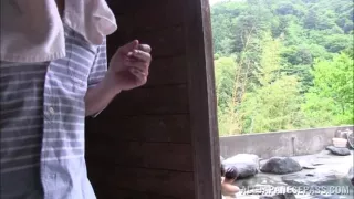 Naked Asian babe gets fucked in outdoor pool