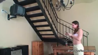 Super sexy babe sucks grandpa's cock