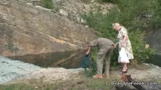 Mature couple having fun in nature