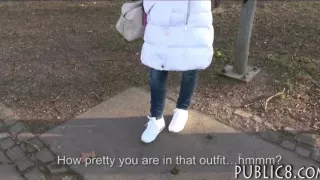 Cute Eurobabe fucked in the woods for alot of cash