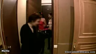 Two hotties lick their pussies and pet tight boobs.