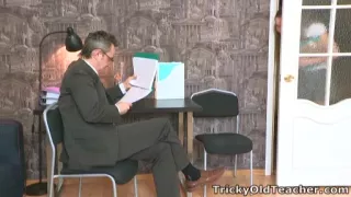 Sara looks so innocent when she walks into the teachers office