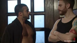 Bound Captured Stud Cums in Mid air