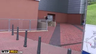 Hotty in fishnets dancing amoral striptease in bowling