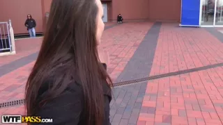 Brunette Hair group-fucked with 2 rods twhorugh holes in her tights