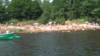 Blond screwed hard in a boat on the lake 3 lads