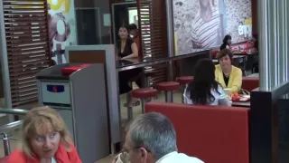 Non-Professional monster penis feeding cute bimbo in public shitter