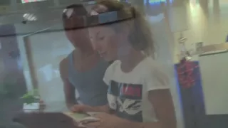 Blowjob in front of mirror