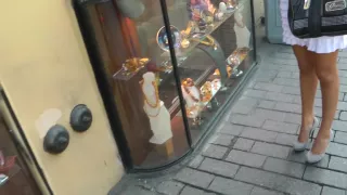 Skinny teen goes for public restroom sex