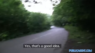 PublicAgent: Rollerblade girl with tight pussy fucked outside