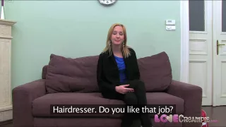 Love Creampie: Shy blonde teen gets a pounding from huge cock in casting