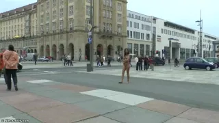 long haired brunette walks naked in public in high definition  movie