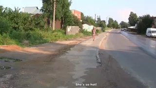 Cute girl fucking on the road in public