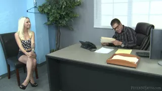 Lovely blonde gives a hot and sloppy blowjob