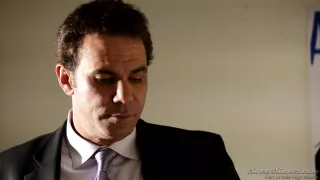 Hot blonde does blowjob and her bun is fingered by boss