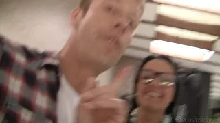 Brunette who likes spanking offers Rocco a fine blowjob