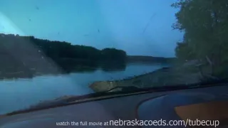 new girl gets naked next to river and masturbates in my truck