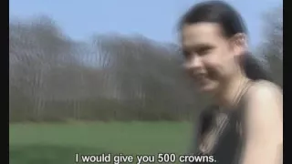 Skinny busty Czech babe Libuse sucks on a stiff jock