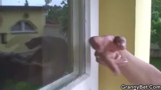 Smart boy-friend bangs the granny next door