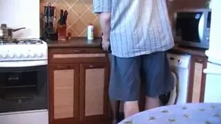 non-professional pair fuck from kitchen to living room