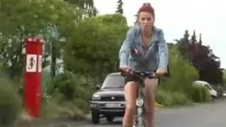 Redheaded babe flashing her pussy before fucking hard