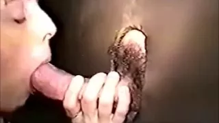 Glory hole sucking and fucking ends with nasty cumshots