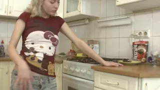 Nomi is using her beloved utensil in the kitchen