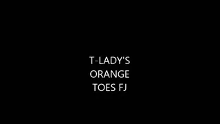 Orange toes footjob