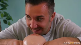 Large tit redhead receives a fleshly massage