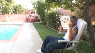 Dark gal drilled in the pussy and a-hole