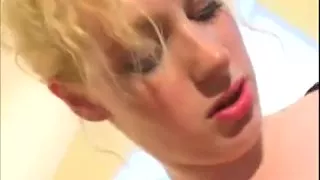Curly blond fills slit and butt with a ding-dong