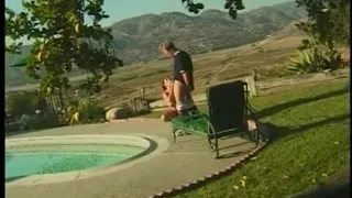 Floozy getting fucked by pool