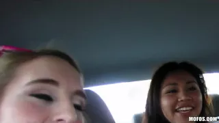 3 college harlots crash a abode party and begin an fuckfest