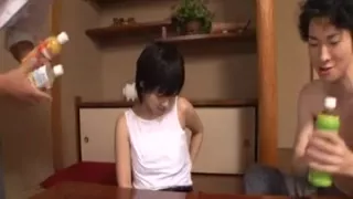 Delightful Japanese with consummate breasts and two mates